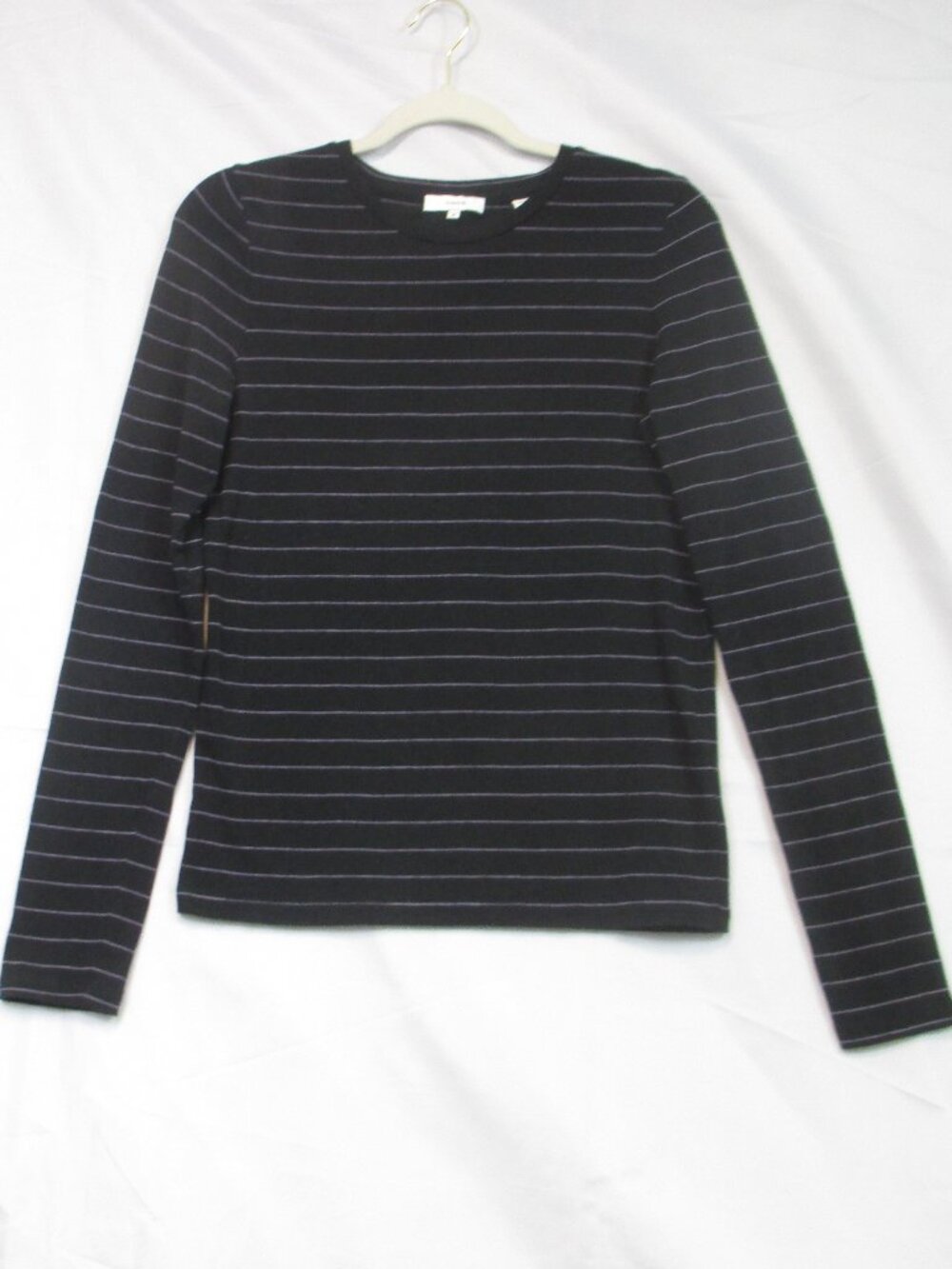 VINCE Women's Wool Blend Sweater Crew Neck Pullover Black Purple Stripe M